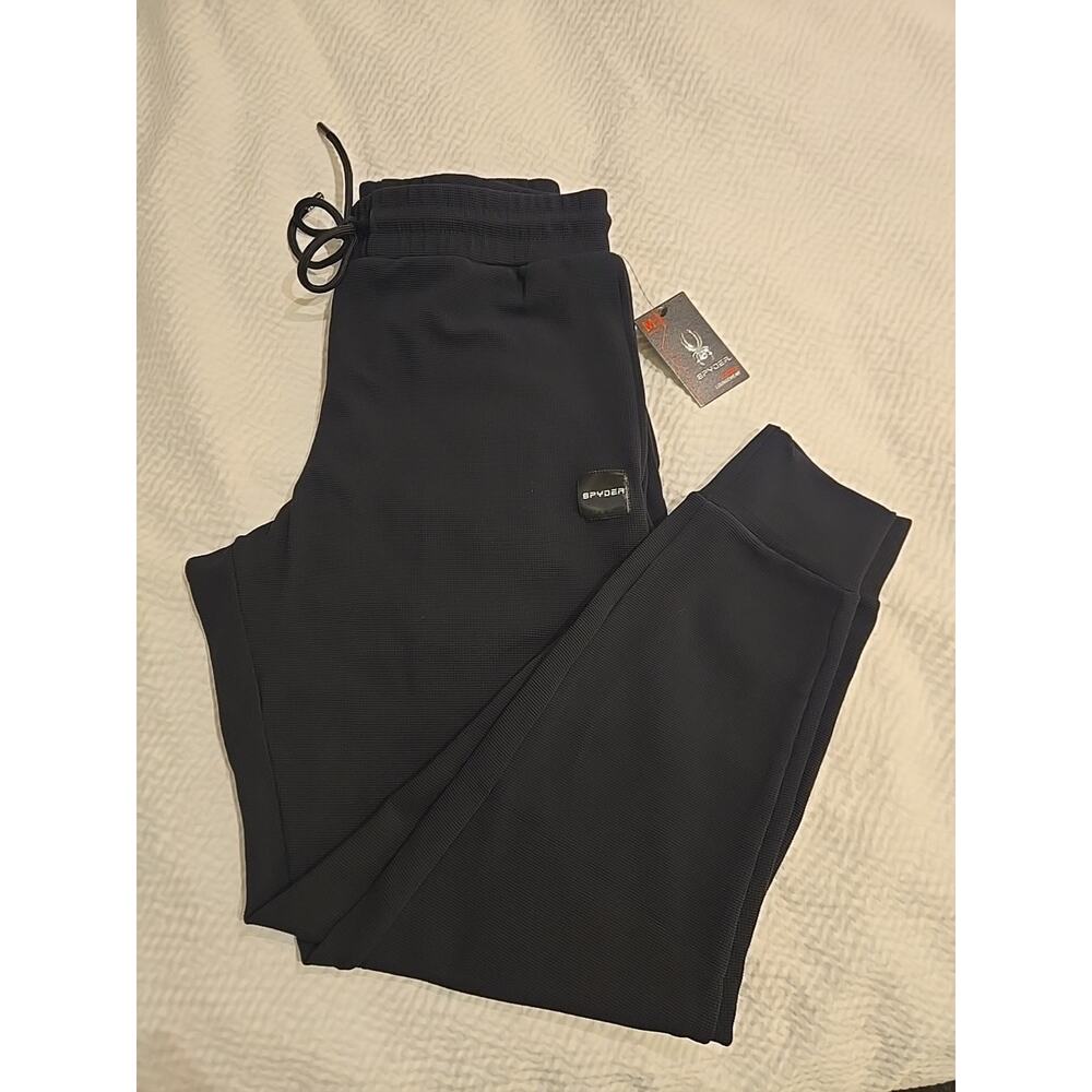 Spyder Jogger Loungewear Men's Size M Black Knit Tapered Joggers NWT‎